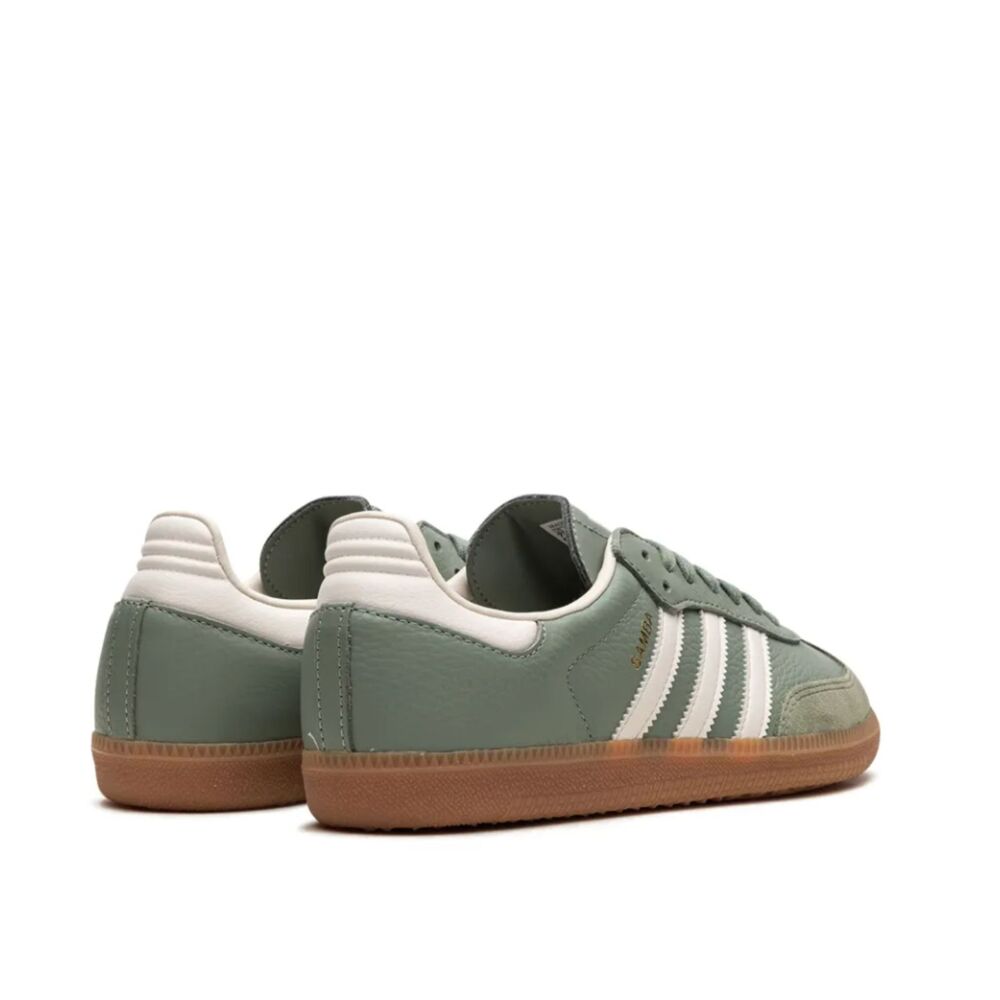 Adidas Samba OG Green White Sneakers | Leather Suede Gum Sole Retro Classic - Picture 3 of 4